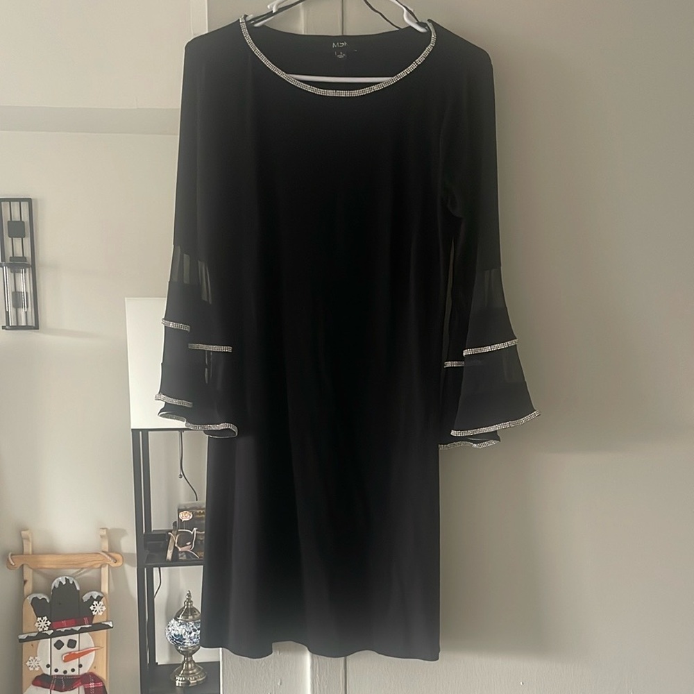 Elegant Black Dress with Sheer Sleeves